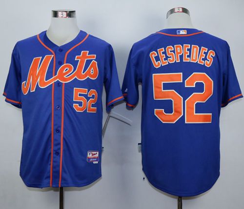 Mets #52 Yoenis Cespedes Blue Alternate Home Cool Base Stitched MLB Jersey - Click Image to Close